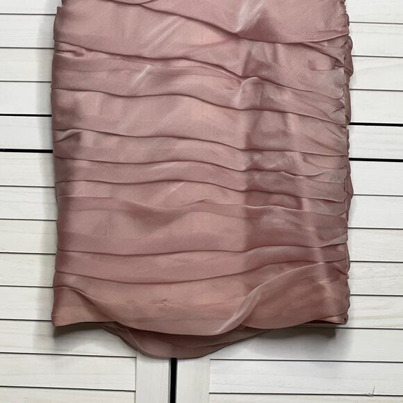 Monique Lhuillier Rouched Strapless Bridesmaid Dress Blush Pink Size 2 - Picture 6 of 7